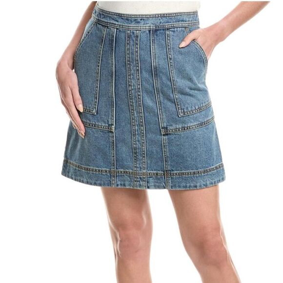 Cabi Speedway Skirt a-line blue denim mini skirt size 8 - Picture 1 of 7